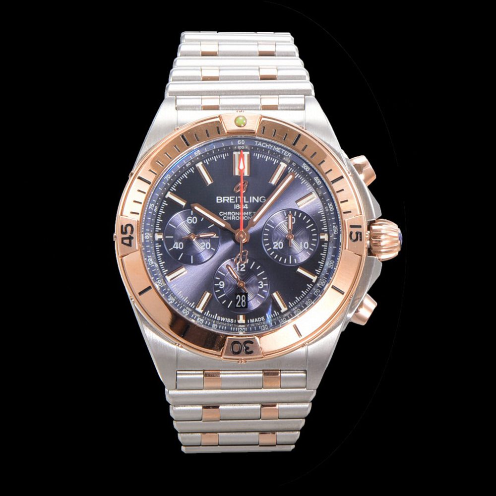 Breitling B01 chronograph 7750 movement BLS factory high quality 2tone rose gold case 43mm blue dial WT225
