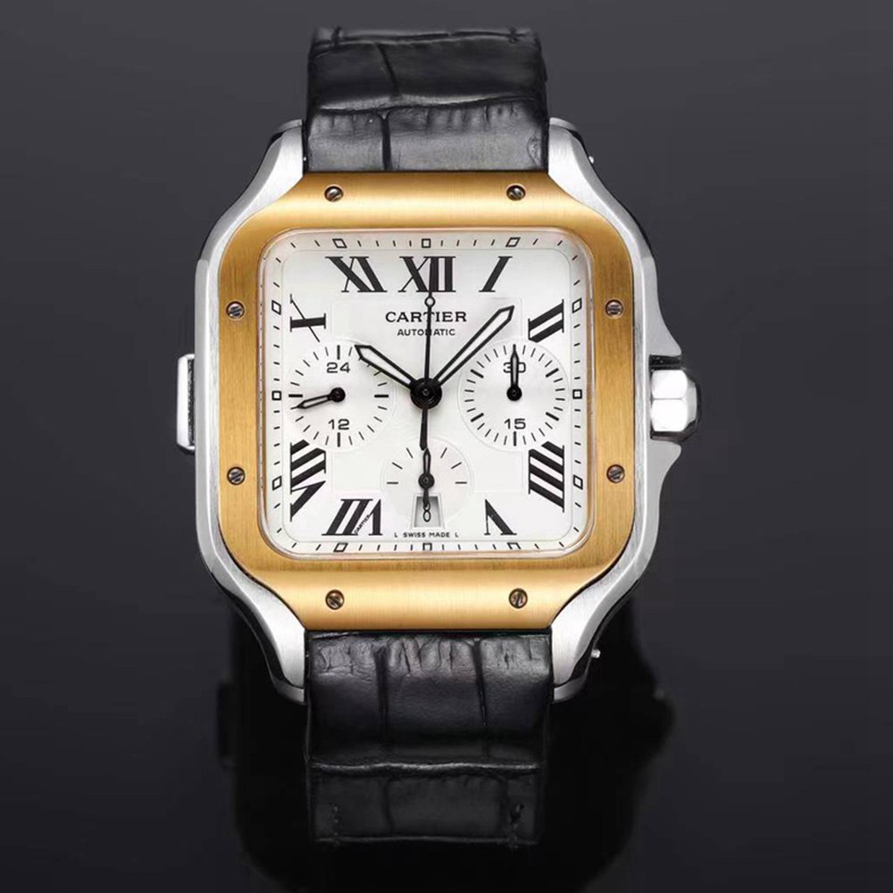 Cartier Santos WSSA0017 chronograph 7750 automatic 2tone gold case sapphire crystal men stopwatch WT15