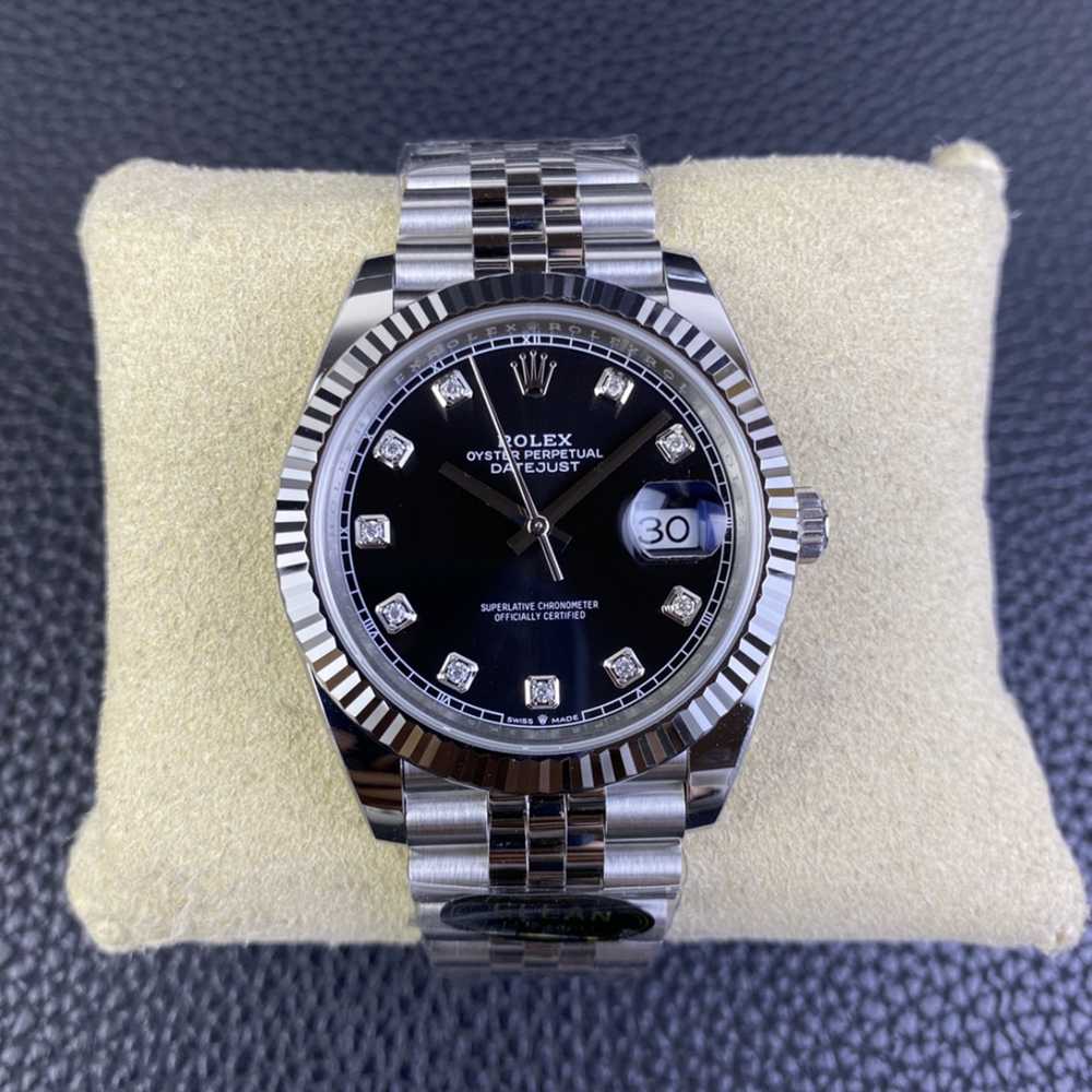 Datejust Clean factory 3235 movement 904L steel case 39.5mm black dial diamond-set numbers jubilee band