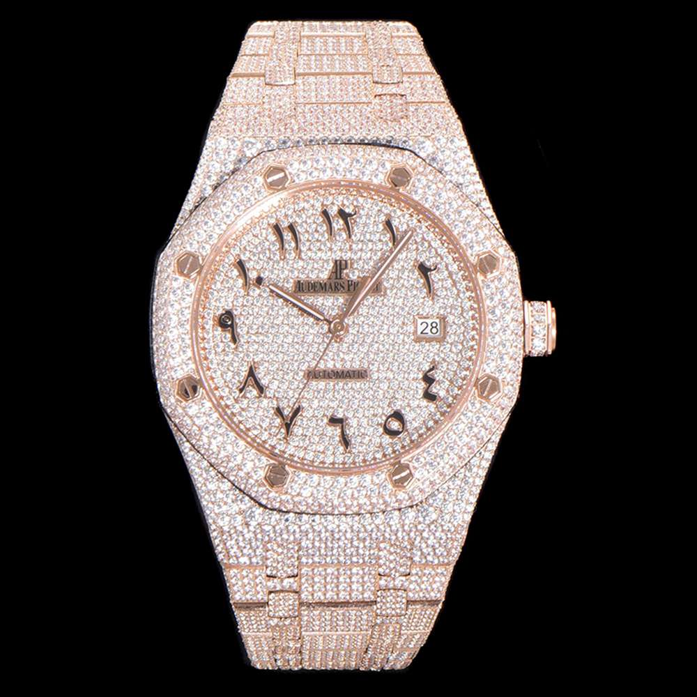 AP 15400 rose gold full diamonds case 41mm Arabic numbers TW factory Cal.3120 automatic XD30