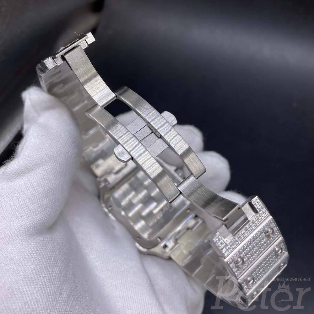 Cartier Santos full iced out big diamonds bezel 8215 automatic 38.5mm men watch Roman numbers M250