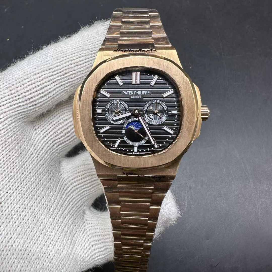 Patek Philippe Nautilus 5740 AAA automatic Rose gold case 40mm Black dial All sub-dials work.  115$
