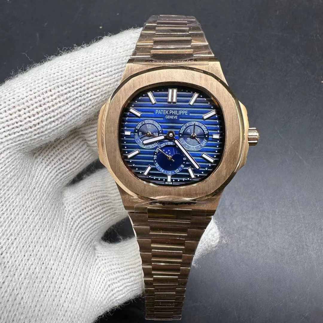 Patek Philippe Nautilus 5740 AAA automatic Rose gold case 40mm Blue dial All sub-dials work.