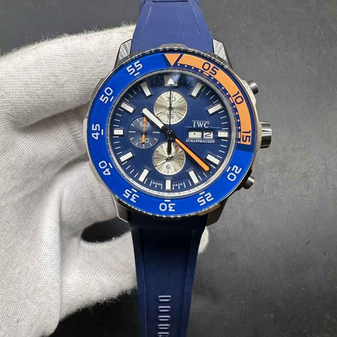 IWC AAA Chronograph quartz movement Steel case 44mm Blue dial Blue rubber strap men’s stopwatch 115$