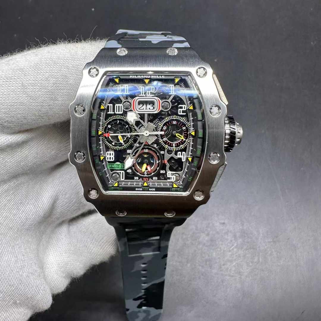 Richard Mille RM11-03 AAA automatic Silver case 44*54mm Camouflage rubber grey strap 165$