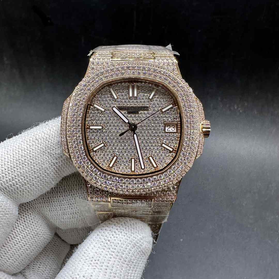 Patek Philippe 5711 Swarovski diamonds rose gold case 40mm Cal.324 movement bustdown stones everywhere