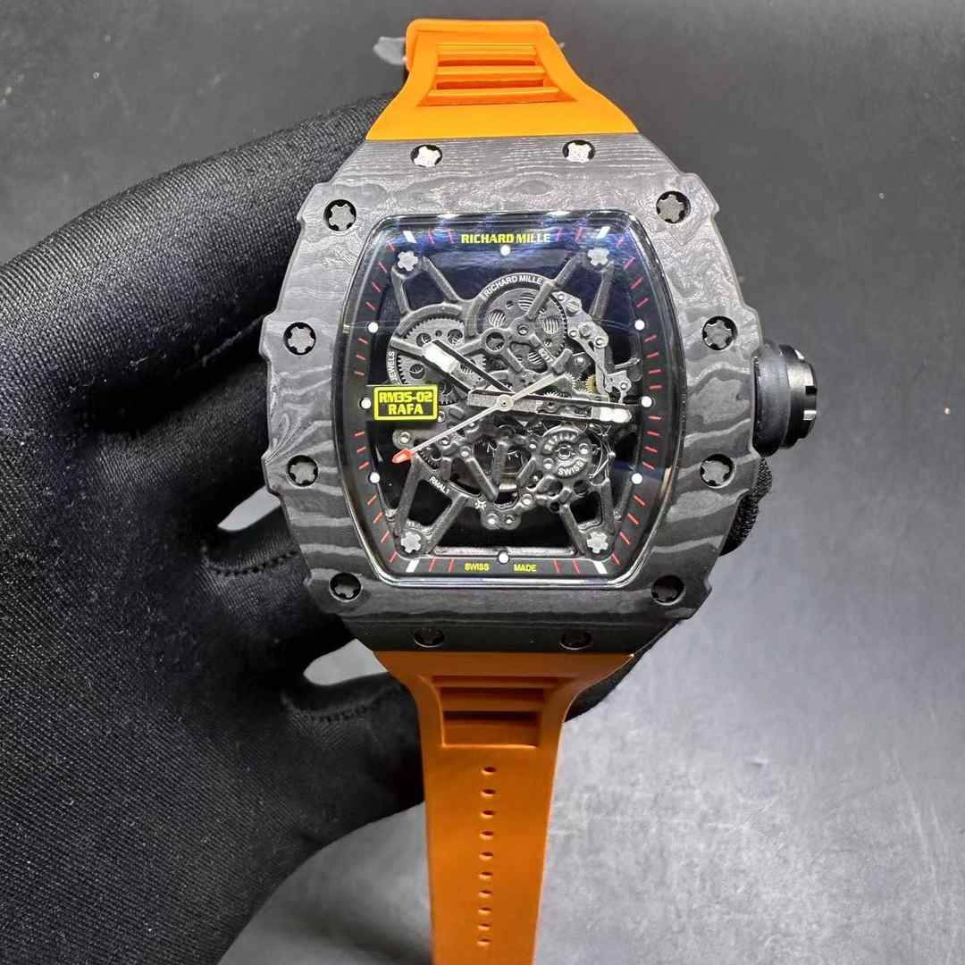 Richard Mille RM35-02 RAFA AAA+ Miyota automatic Carbon case skeleton dial Orange rubber strap B50