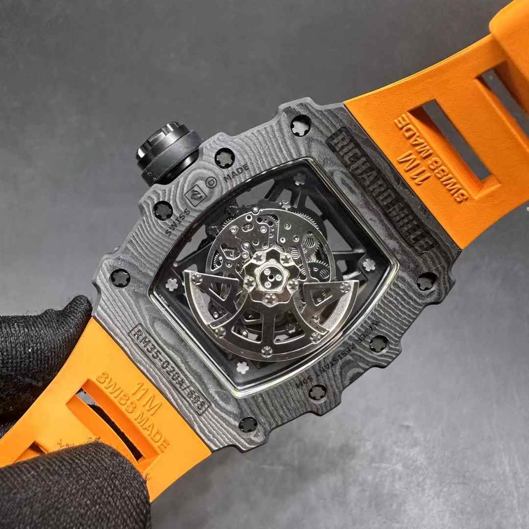 Richard Mille RM35-02 RAFA AAA+ Miyota automatic Carbon case skeleton dial Orange rubber strap B50