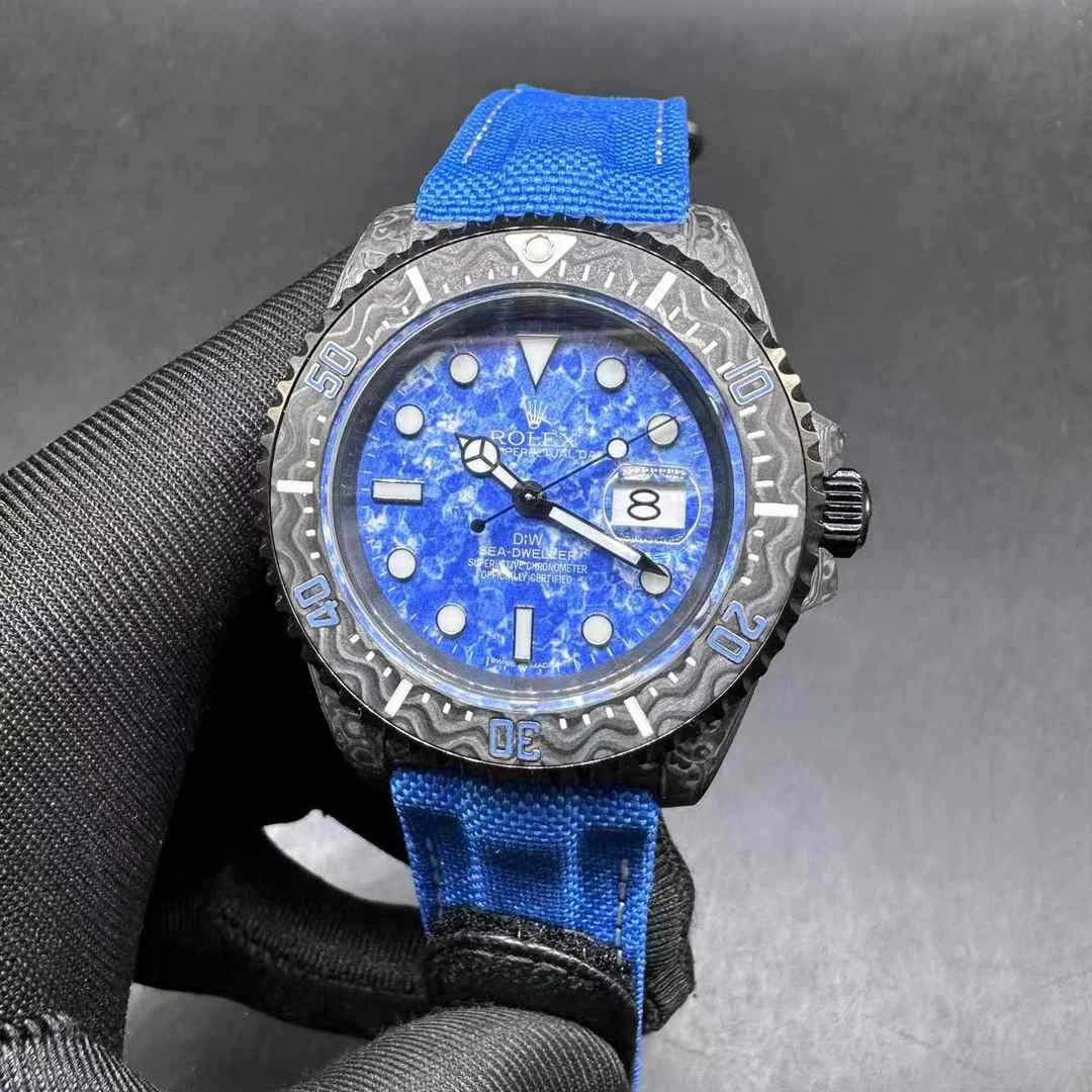 Rolex SEA-DWELLER DiW 3235 movement Black Carbon case 43mm Ocean Blue dial blue nylon nato strap  E10