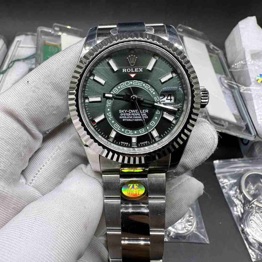 Rolex Sky-dweller ZF 9001 automatic 904L steel case 42mm Mint green dial Oyster bracelet  C98