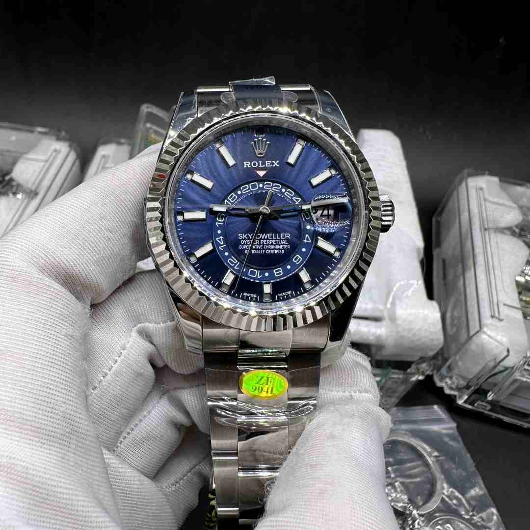 Rolex Sky-dweller ZF 9001 full works automatic 904L steel case 42mm Blue dial Oyster bracelet  C98