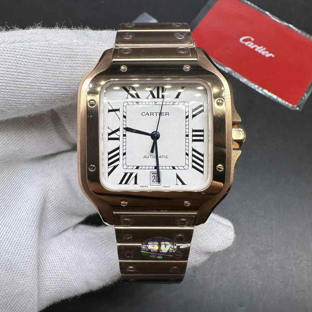 Cartier Santos BV factory 9015 movement Rose gold case 38.5*40mm white dial D20