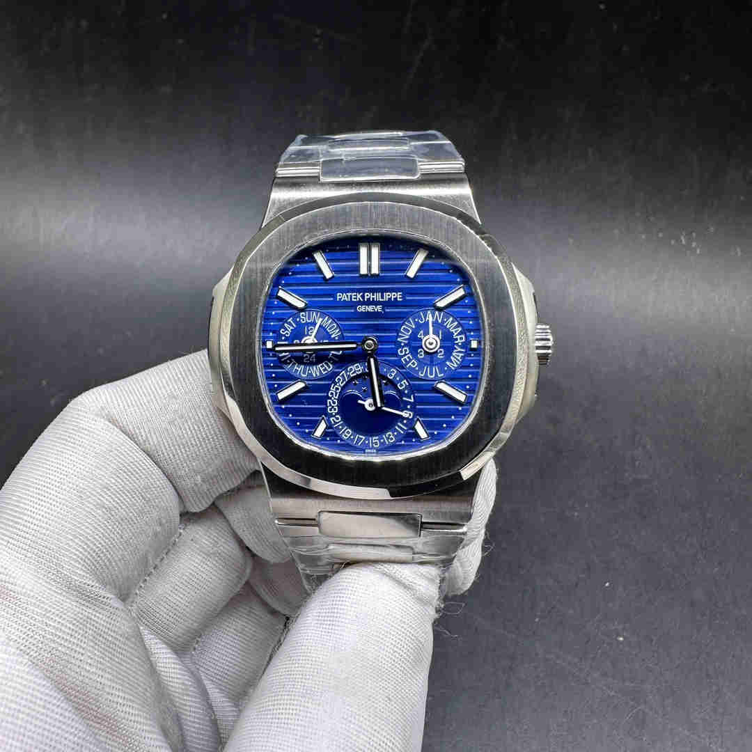 Patek Philippe Nautilus 5740 TW factory Cal.240 automatic Perpetual Calendar Sunburst White gold blue dial  E50