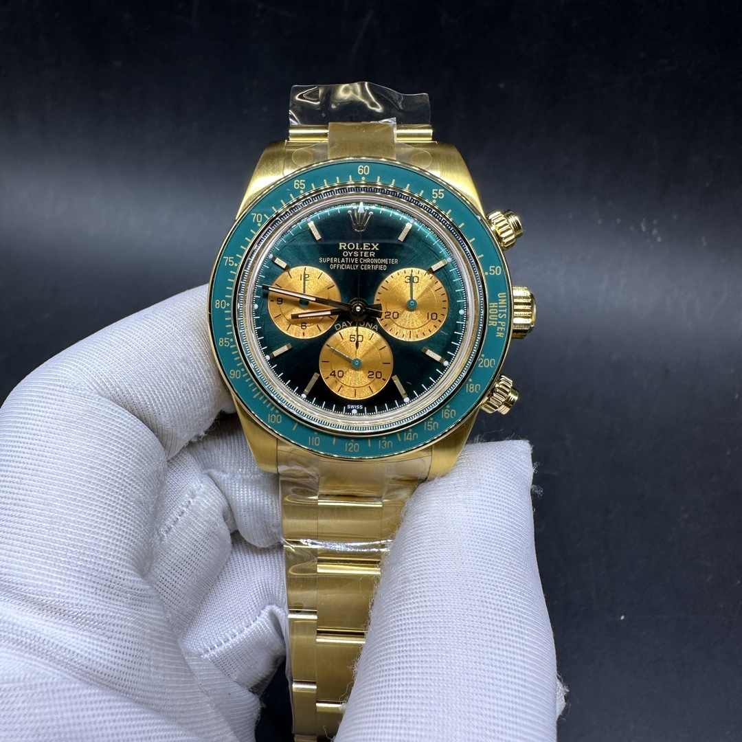 Rolex Daytona Honey Green automatic 7750 movement Gold case 38.5mm Green dial  C65