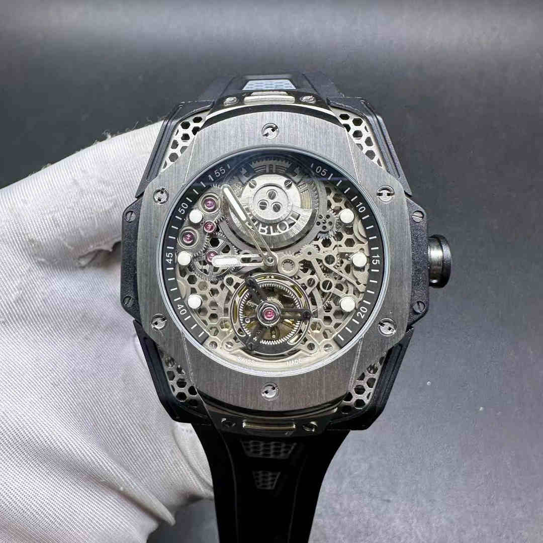 Hublot Big Bang Samuel Ross AAA+ Miyota automatic Black case 46mm silver skeleton dial Black rubber strap A50