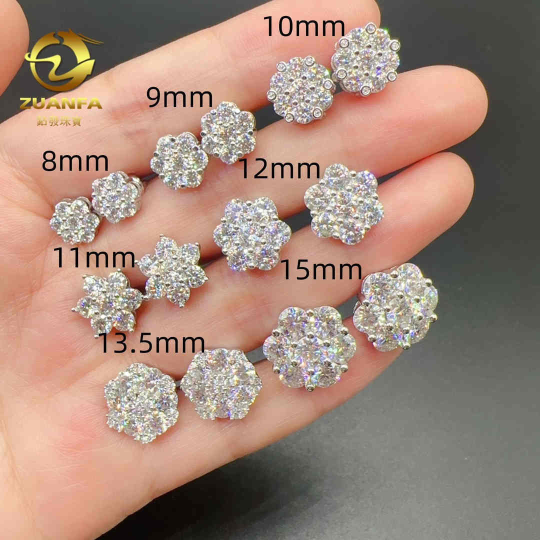 Earrings Moissanite diamonds can pass diamonds tester.