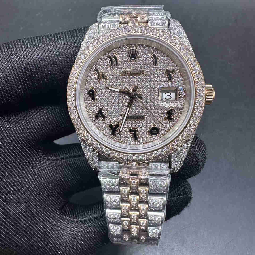 Rolex Datejust TW factory 2824 movement Swarovski diamonds Rose gold two tone case 41mm Arabic dial Jubilee bracelet  E20