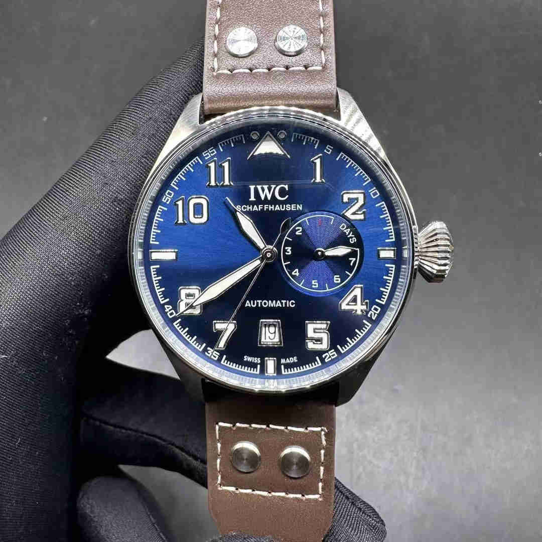 IWC Prince AAA automatic Steel case 45mm Blue dial Brown leather  A15