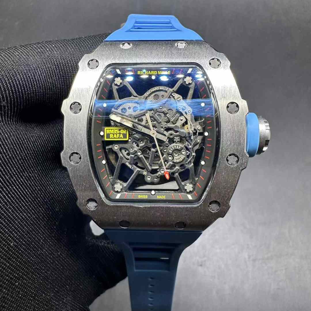 Richard Mille RM35-02 RAFA AAA+ Steel case 44*50mm Skeleton dial Blue rubber strap A65