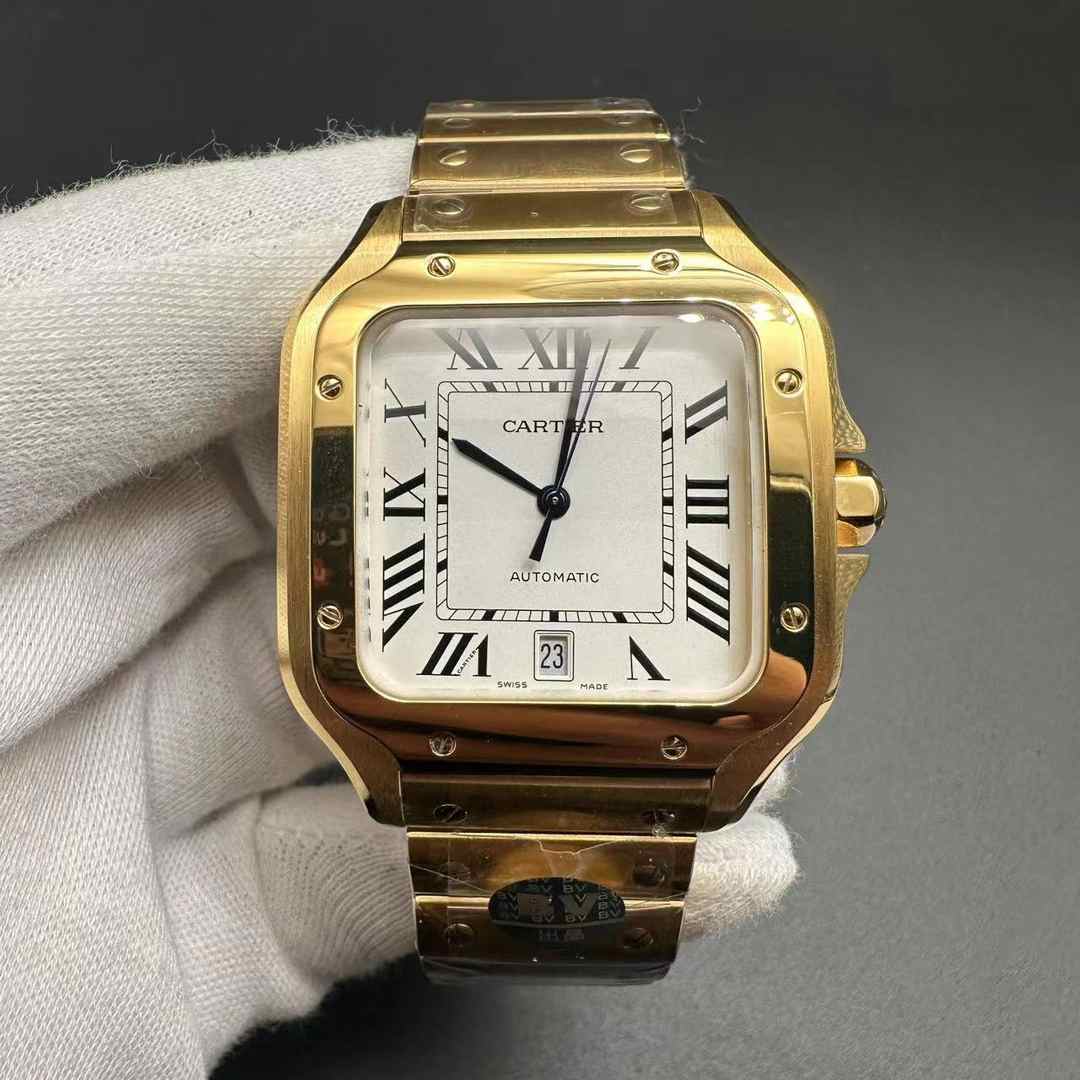 Cartier Santos BV factory 9015 automatic Yellow gold case 38.5*40mm White dial 1:1.  D50