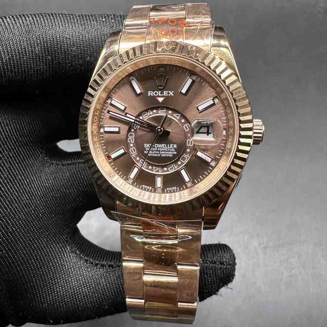 Rolex Sky-dweller AAA 2813 automatic Rose gold case 40mm Brown dial Oyster bracelet  A15