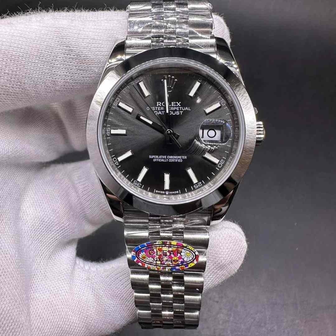 Rolex Datejust 126300 Copy Clean factory FC3235 Movement Silver case 40mm smooth bezel gray dial Jubilee bracelet. B85