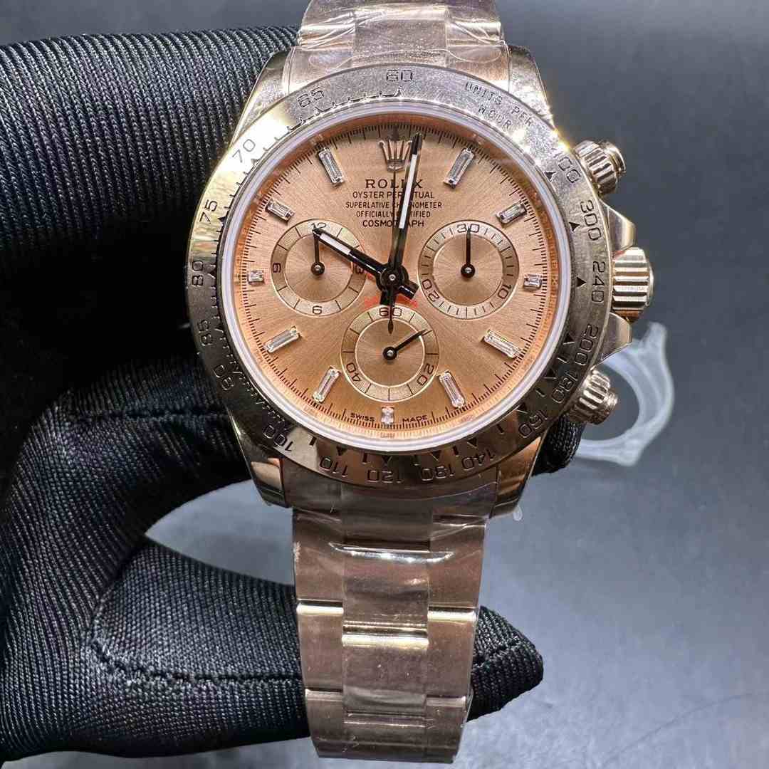 Rolex Daytona 116505 GM factory 7750 full works chronograph function Baguette rose gold dial men stopwatch C70
