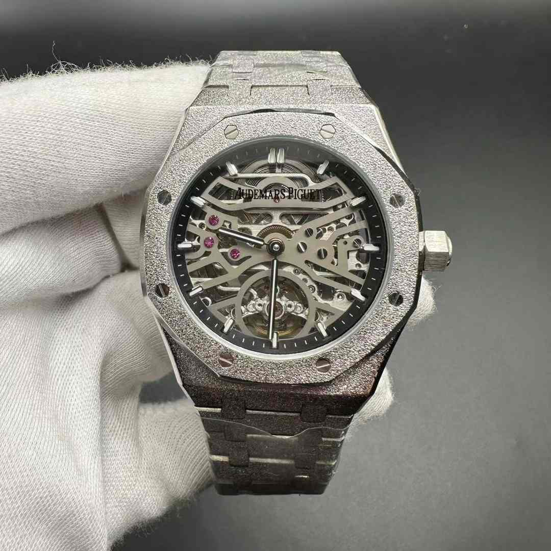 AP Royal Oak Limited Edition AAA+ automatic frosted silver case 42mm skeleton dial.  A32