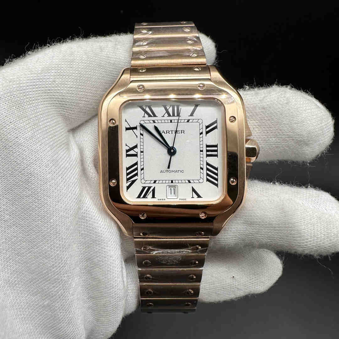 Cartier Santos TW factory 9015 Rose gold thin case 38.5mm White dial.  B85