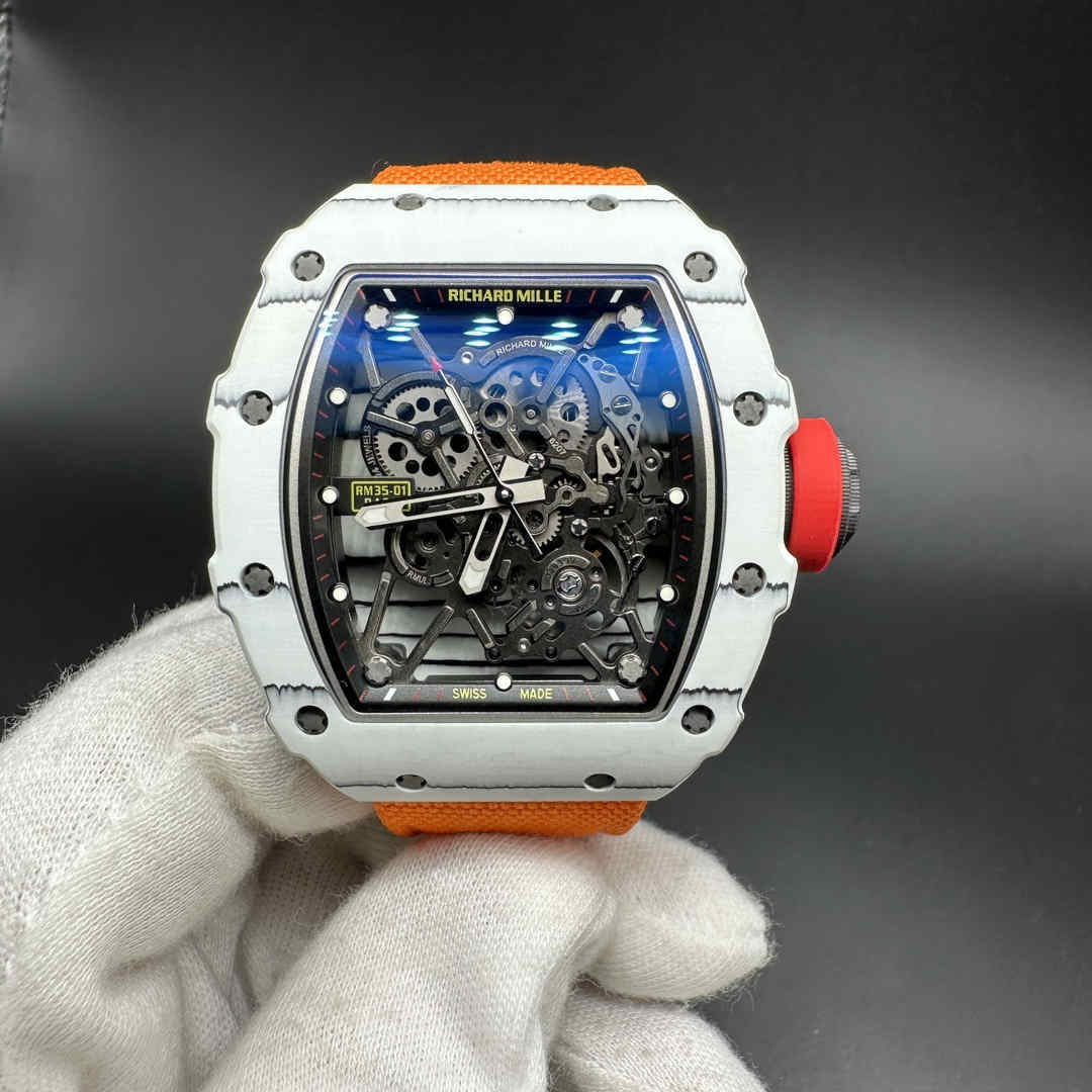 Richard Mille RM35-01 Rafael Nadal tourbillon White NTPT on orange Nylon strap.  H50