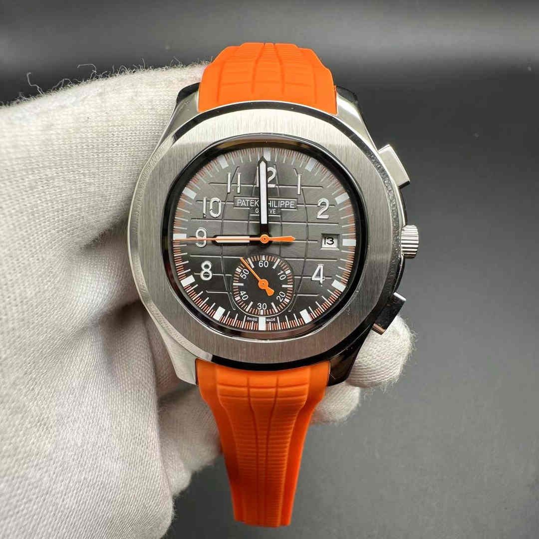 Patek Philippe AAA automatic movement Steel case 40mm Gray dial Orange rubber strap. A15