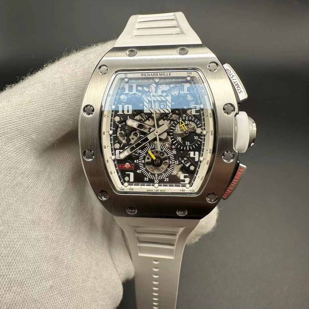 Richard Mille RM011 AAA+ Miyota automatic Steel case white rubber strap.B10