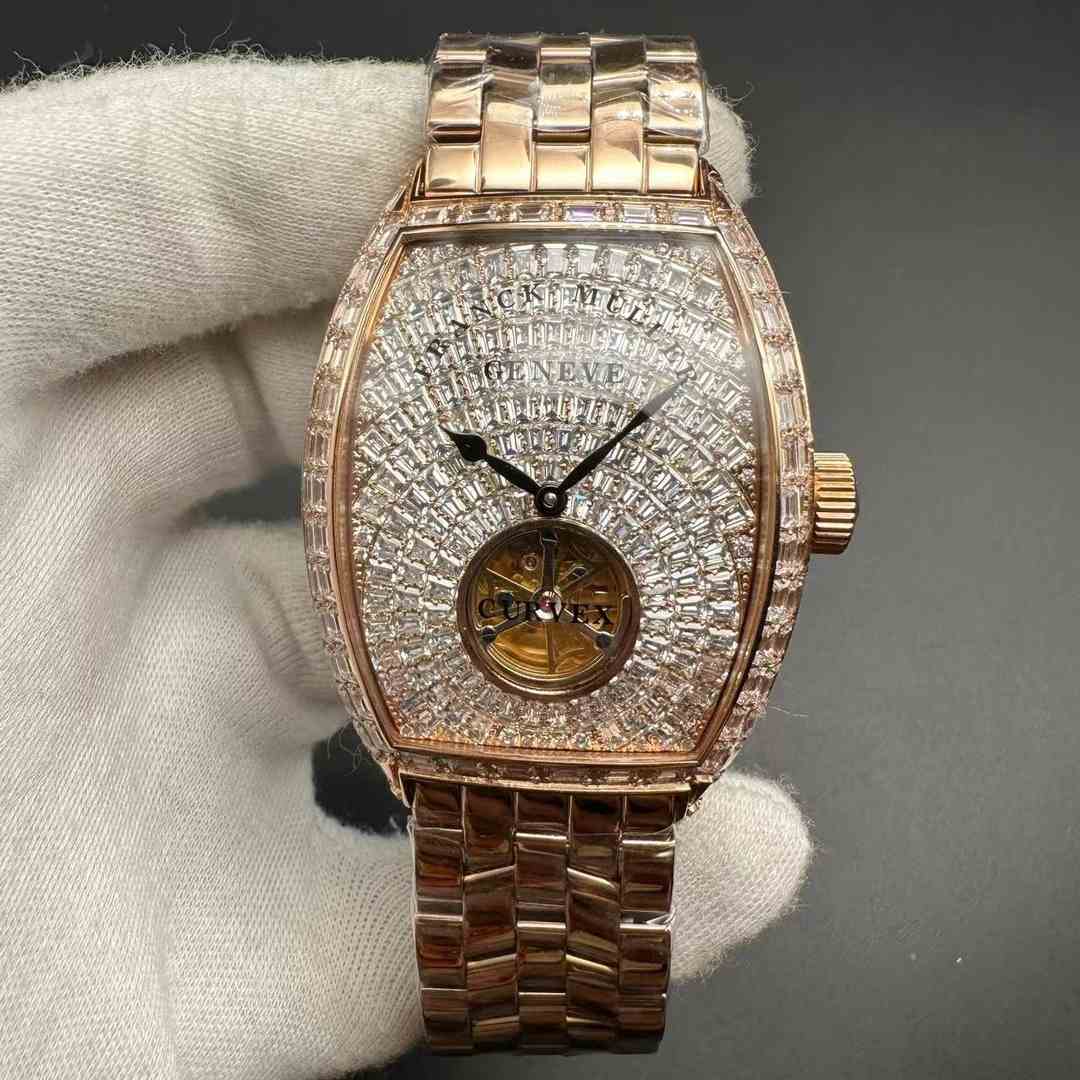Franck Muller FM Baguette diamonds rose gold 40*50mm Fake tourbillon automatic. B50