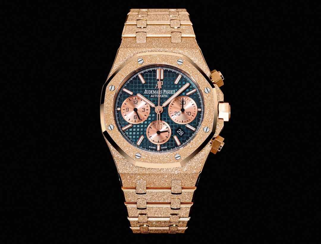 AP Royal Oak 26240 OM factory 7750 chronograph automatic Frosted rose gold case 41mm Blue Dial Seconds function at 6 clock sub-dial Men’s stopwatch  E00