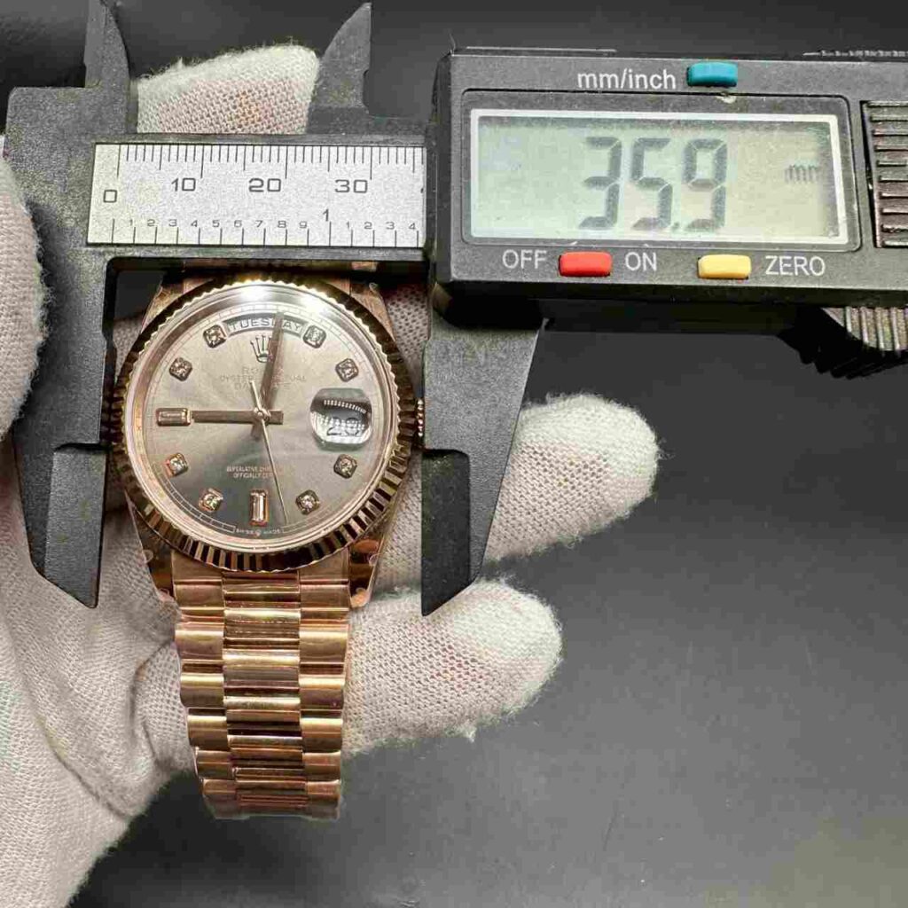 Daydate BP 2813 rose gold case 36mm gray dial president band women watch. B50