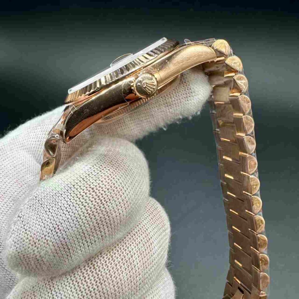 Daydate BP 2813 rose gold case 36mm gray dial president band women watch. B50