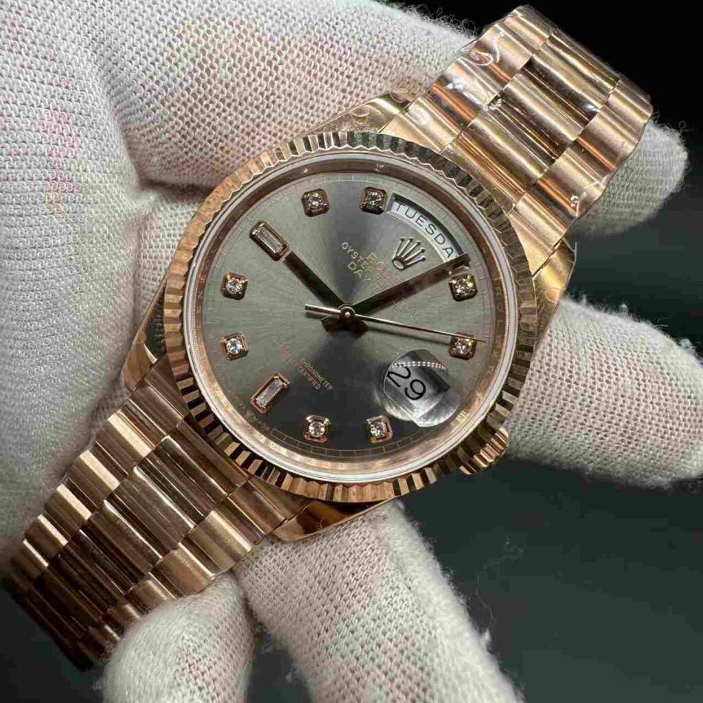 Daydate BP 2813 rose gold case 36mm gray dial president band women watch. B50