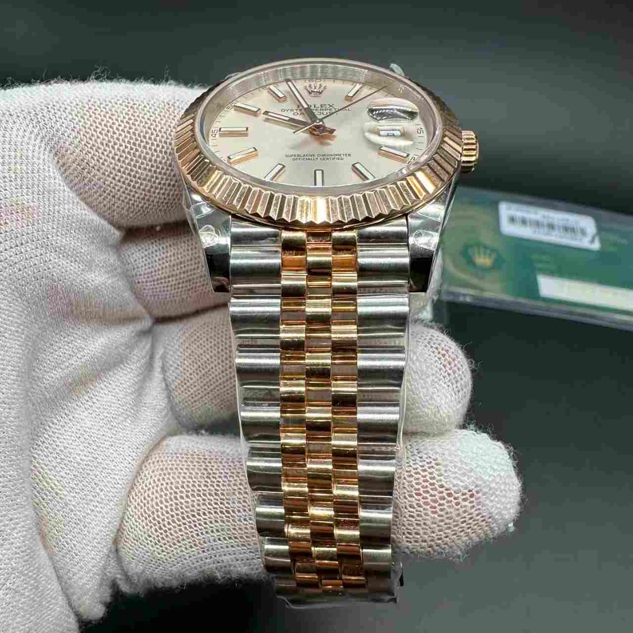 Datejust 41mm jubilee GM 3235 2tone real 18K rose gold plating, no fade.