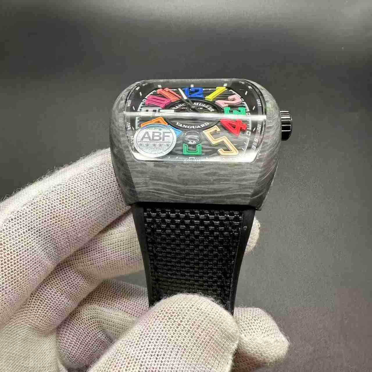 FM ABF super clone Black Carbon case colorful numbers black rubber strap. C50
