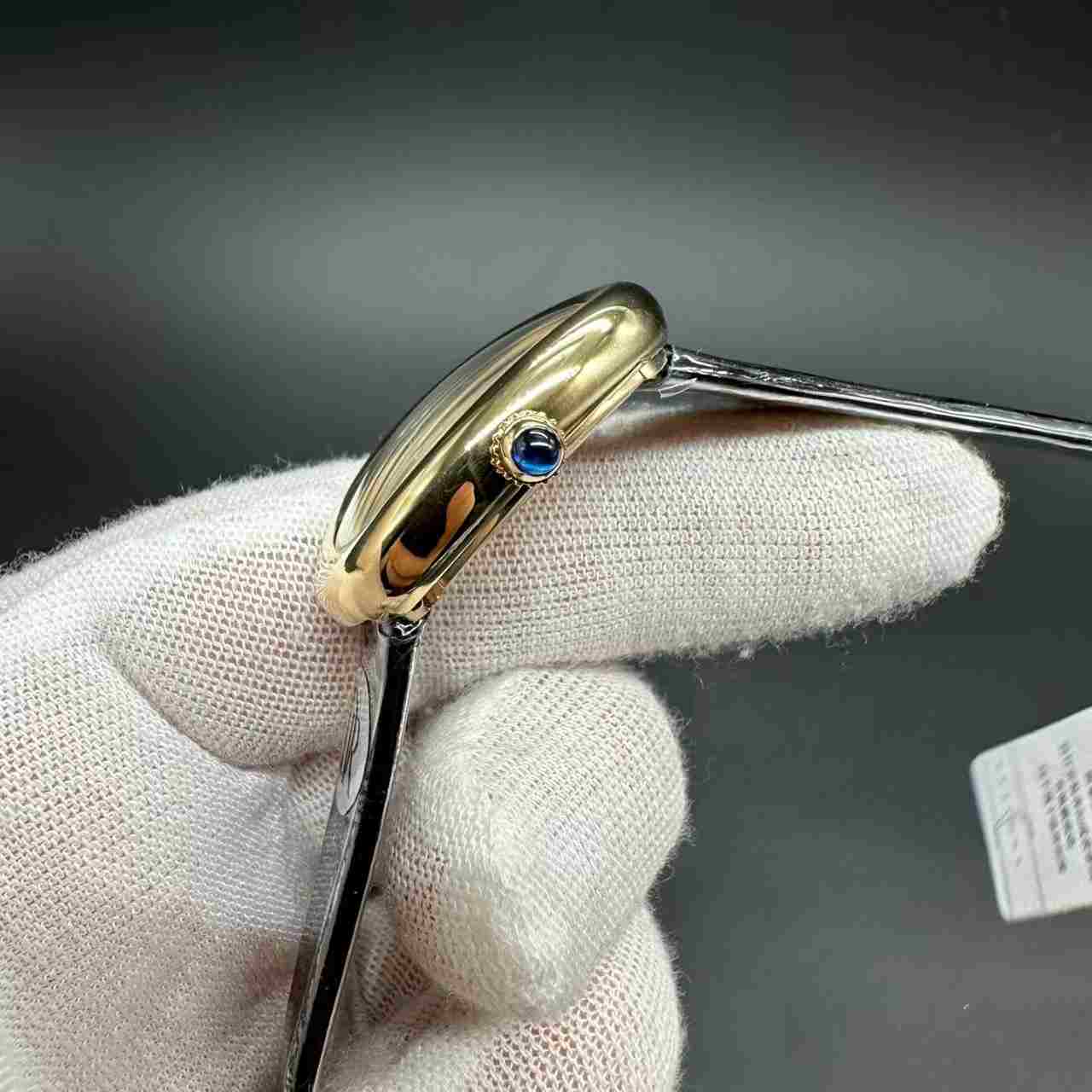 Cartier Swiss quartz DR factory yellow gold case 23mm black leather strap women watch B10