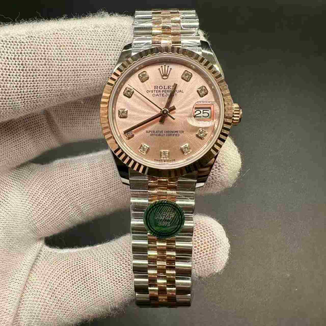 Datejust ARF 2671 automatic 2tone rose gold case 31mm jubilee band women watch. C90