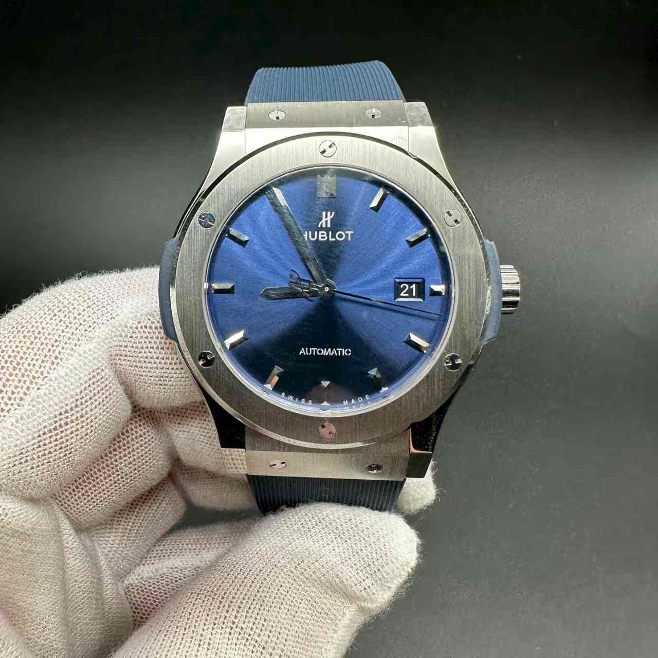 Hublot super version SW300-1 automatic movement Stainless steel 40mm blue dial blue rubber strap. F50