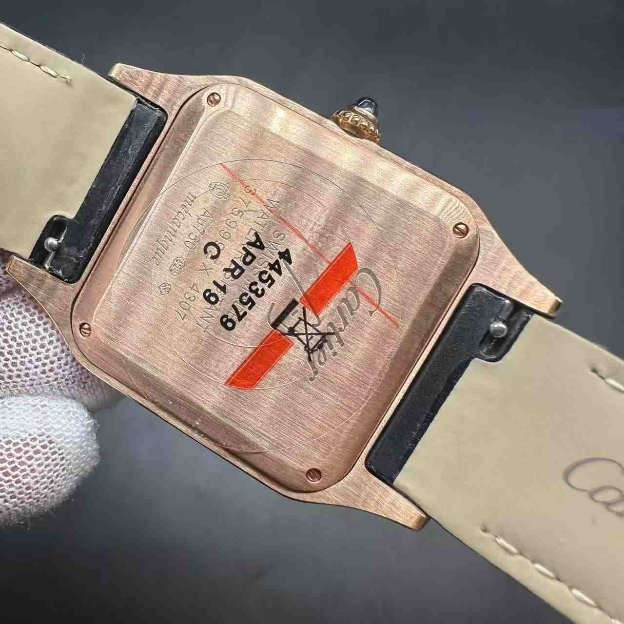 Cartier Dumont women Swiss quartz rose gold case 34mm White dial leather strap. B36