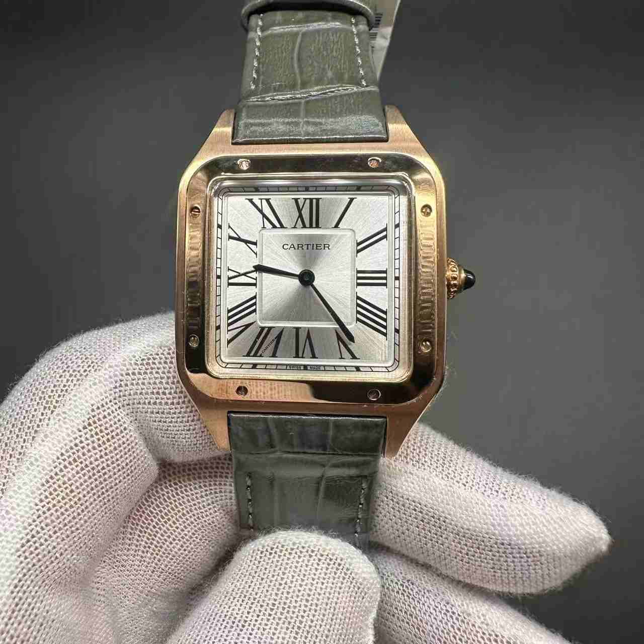 Cartier Dumont women Swiss quartz rose gold case 34mm White dial leather strap. B36