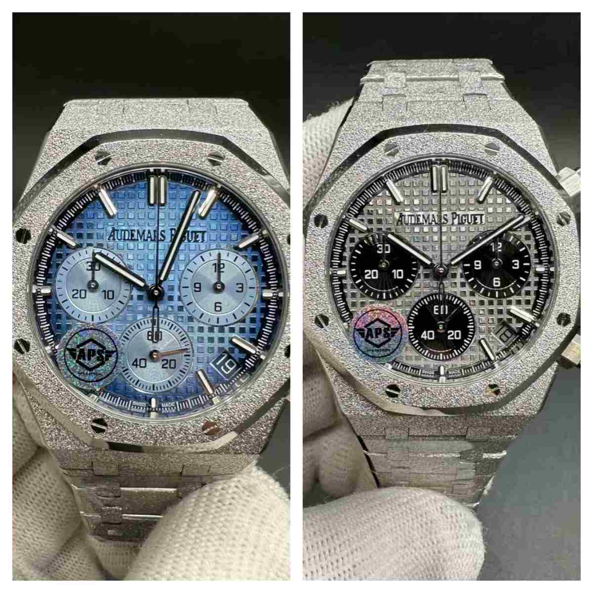 AP Royal Oak 26240 Chronograph APS factory Cal.4401 automatic Frosted silver case 41mm blue /gray dial. G50