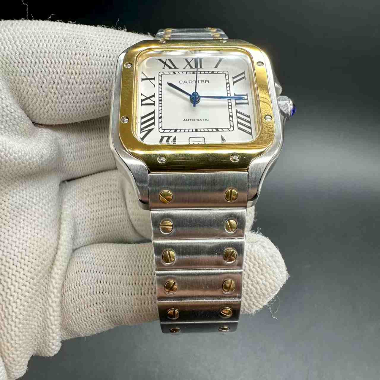 Santos AAA automatic 2tone gold case 35mm White dial Women watch. A15