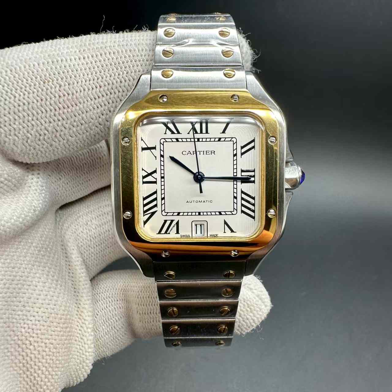 Santos AAA automatic 2tone gold case 35mm White dial Women watch. A15