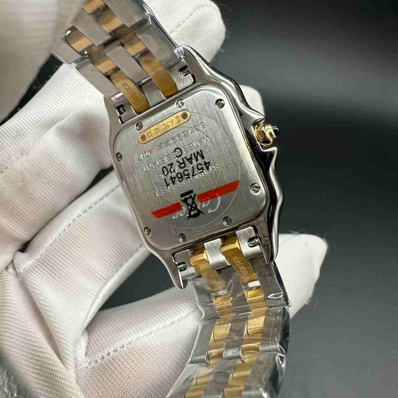 Cartier Tank 27mm BV factory Swiss quartz two tone gold women watch. B00