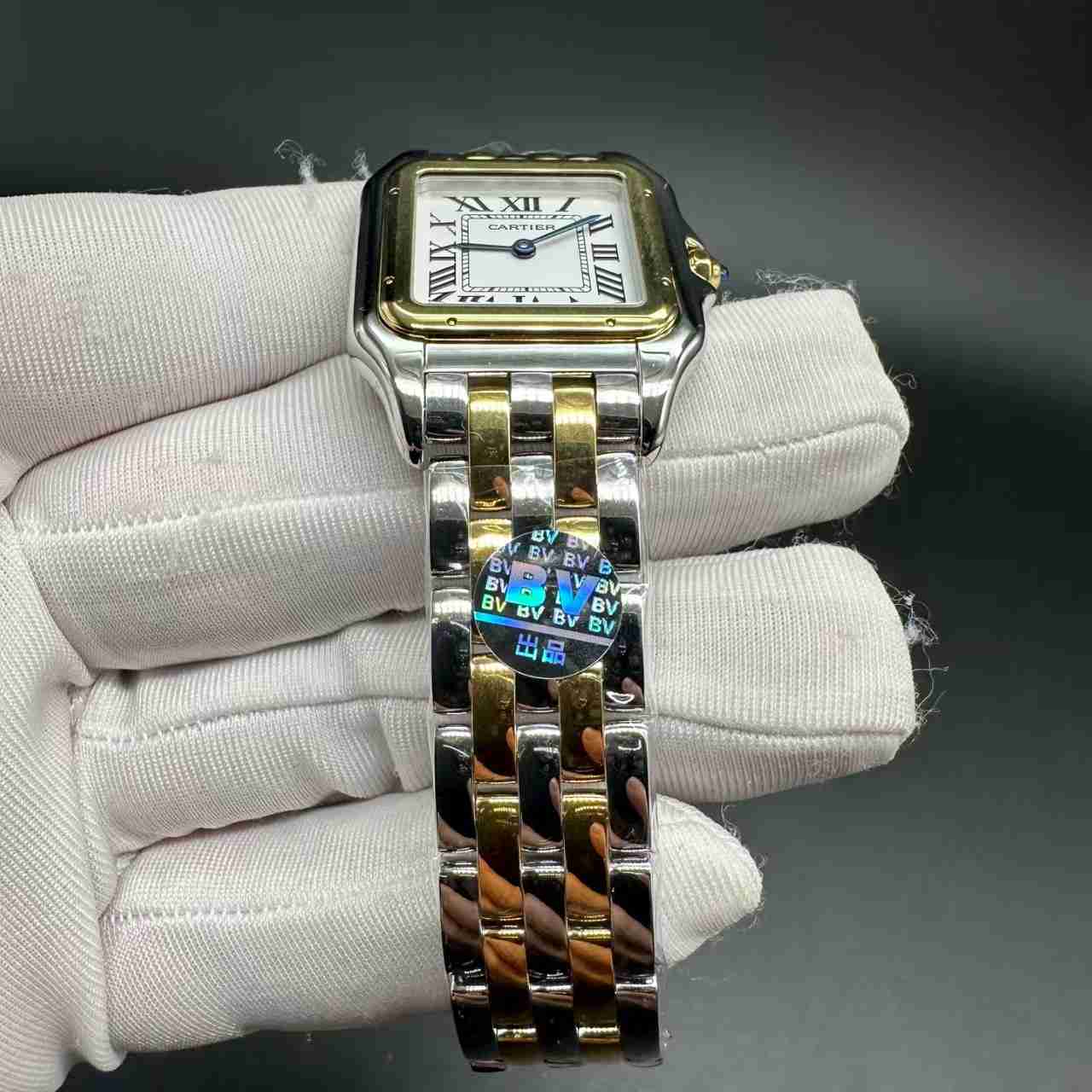 Cartier Tank 27mm BV factory Swiss quartz two tone gold women watch. B00