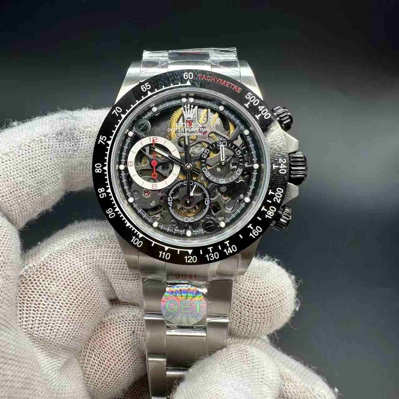 Daytona skeleton GET super clone 4130 steel case ceramic black bezel skeleton dial. 750$